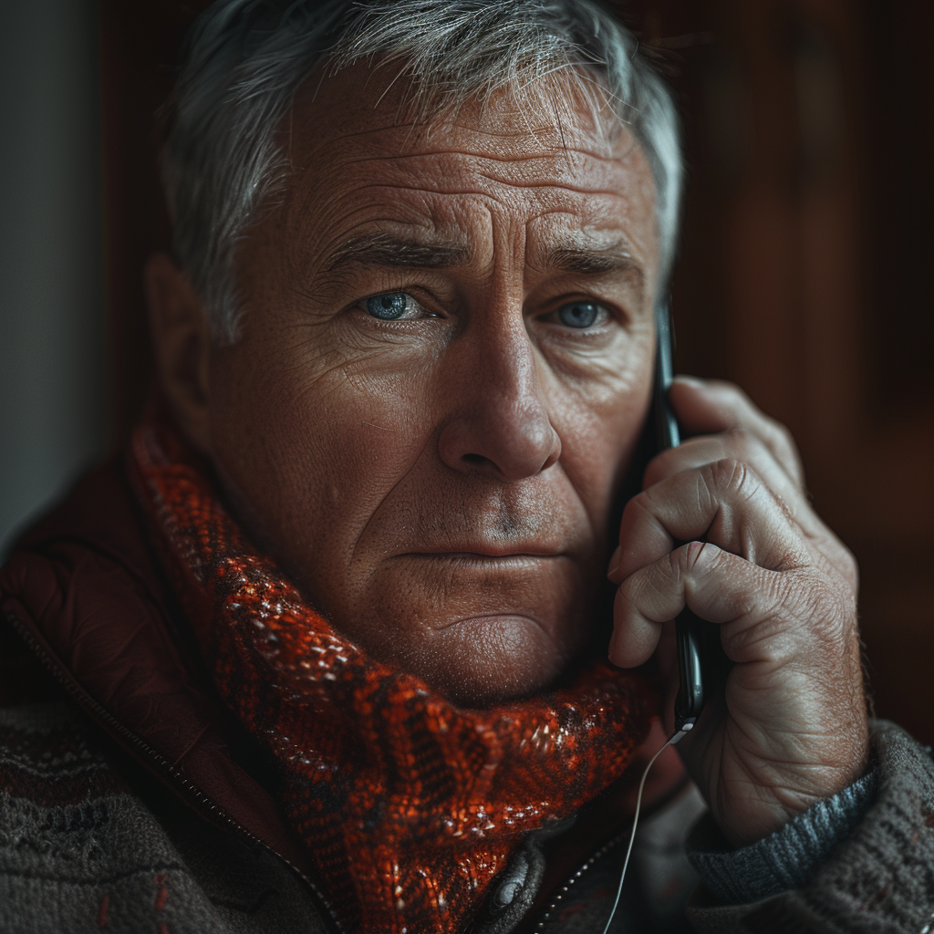 A middle-aged man talking on the phone | Source: Midjourney