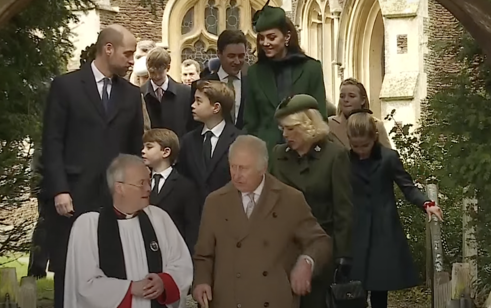 The royal family leaving the Christmas morning service at St. Mary Magdalene Church on December 25, 2024, in Norfolk, England. | Source: YouTube/The Royal Family Channel