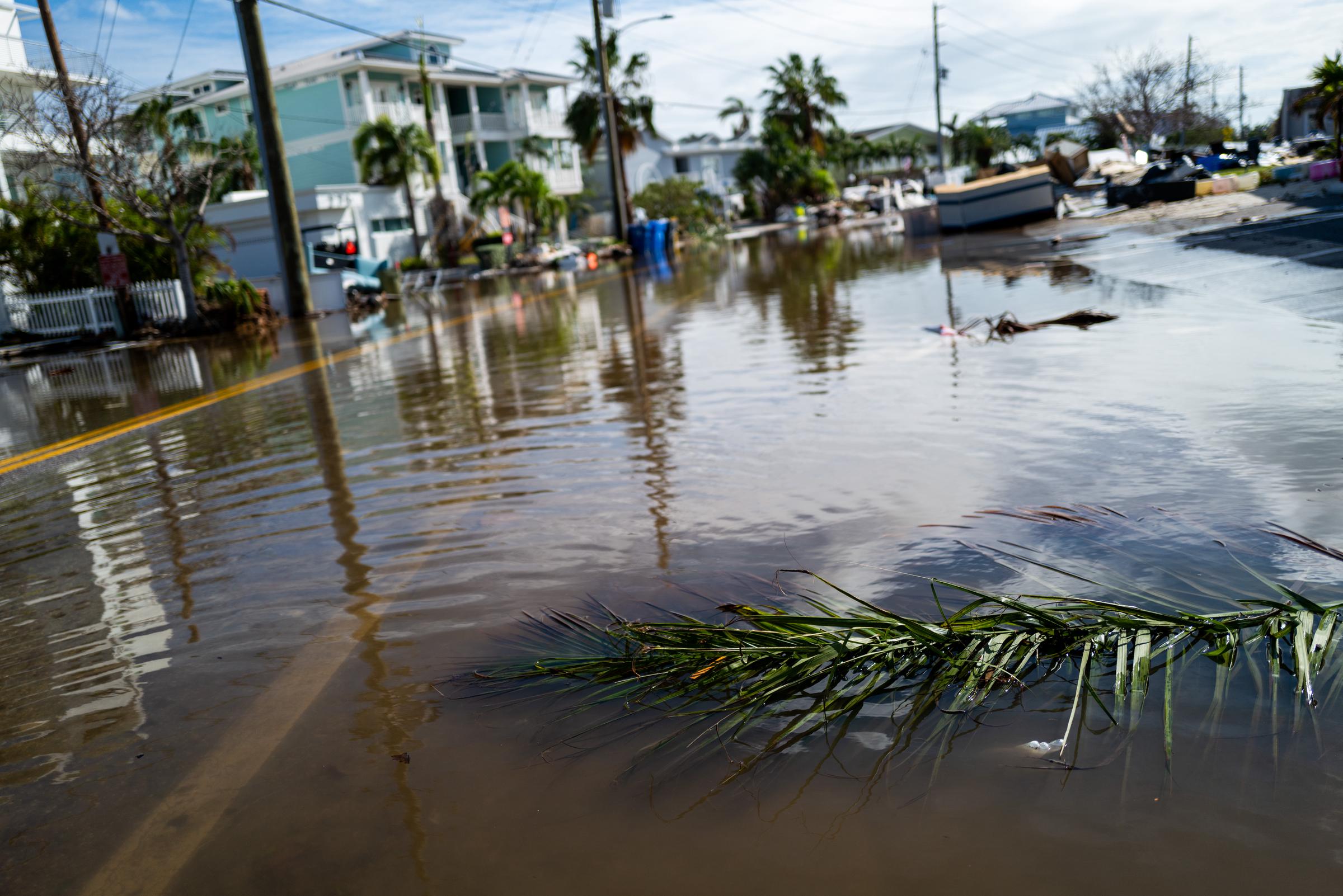 A street remains submerged in the aftermath of Hurricane Milton, in Treasure Island, Florida, on October 10, 2024 | Source: Getty Images