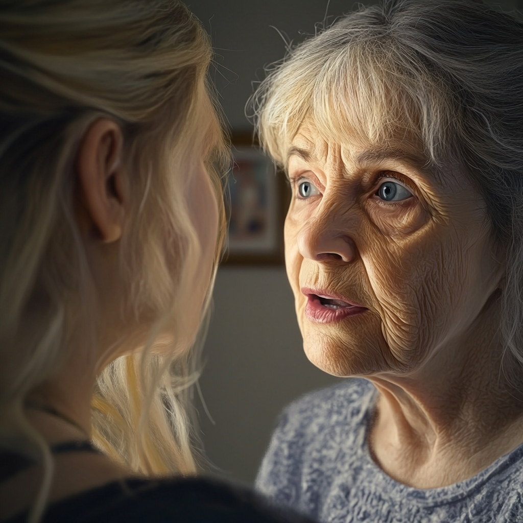 An elderly woman talking to her daughter-in-law | Source: Midjourney