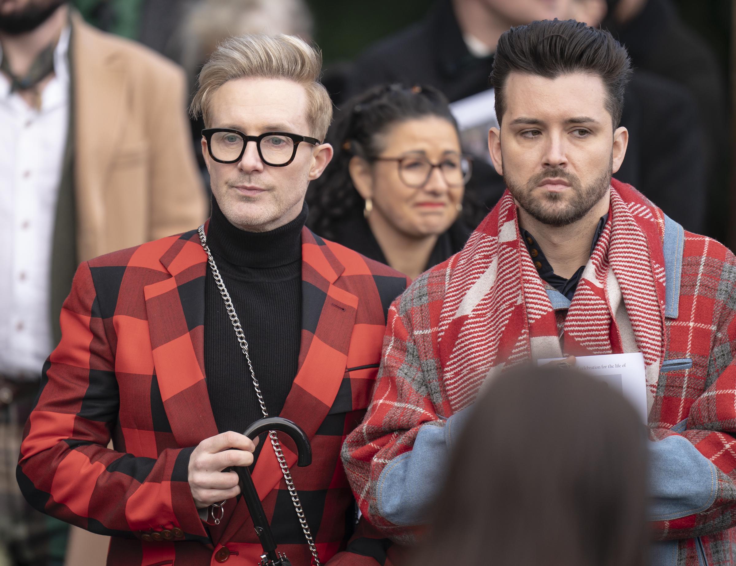 Ian "H" Watkins (left) at The Vivienne's funeral at St. Margaret's Church on January 27, 2025 | Source: Getty Images