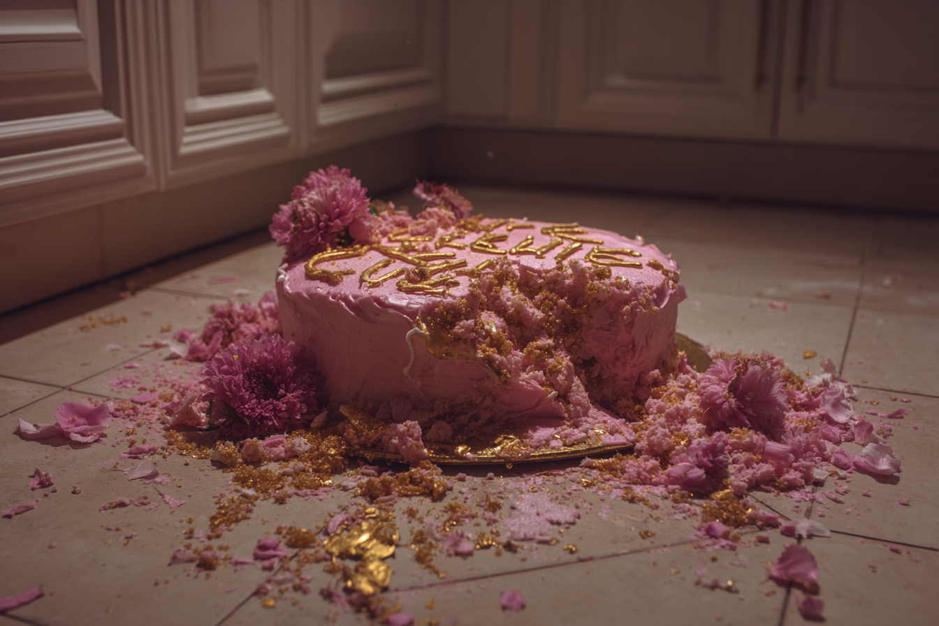 A cake on the floor | Source: Midjourney