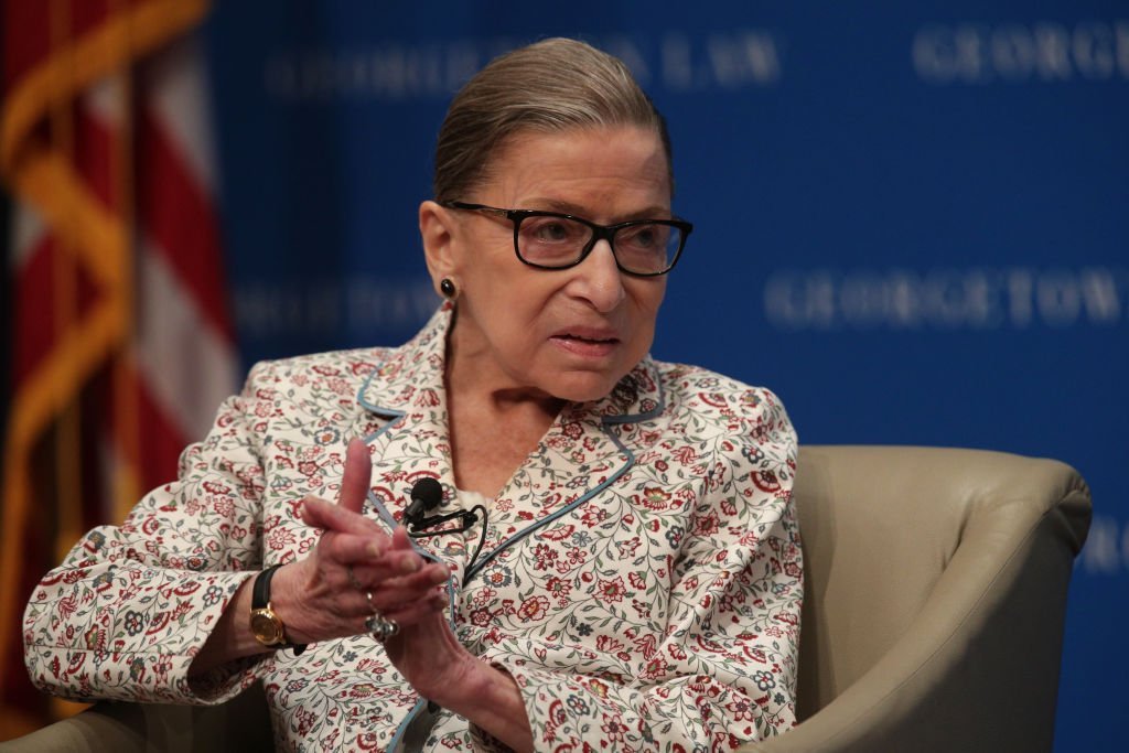 Supreme Court Associate Justice Ruth Bader Ginsburg in a discussion at Georgetown University Law Center at  Washington, DC. Photo: Getty Images