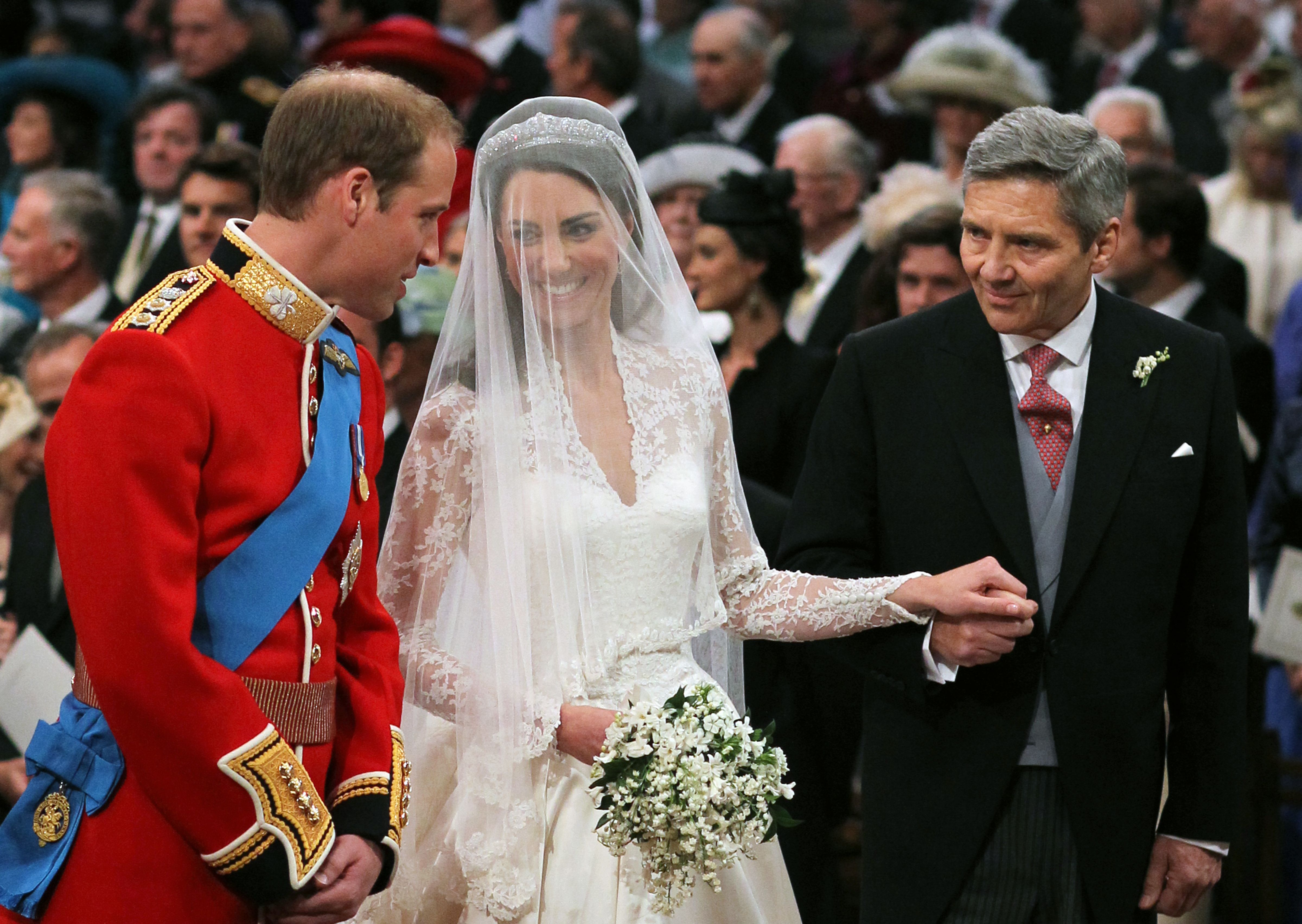 Prince William, Kate Middleton, and Michael Middleton at Westminster Abbey, London. | Source: Getty Images