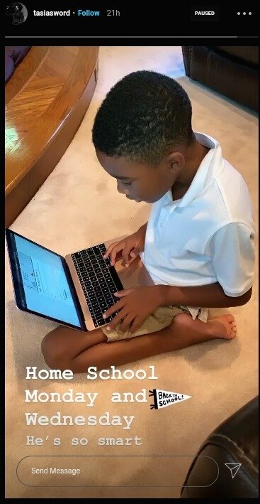 A picture of Fantasia's son, Xavier, studying from home. | Photo: Instagram/tasiasword