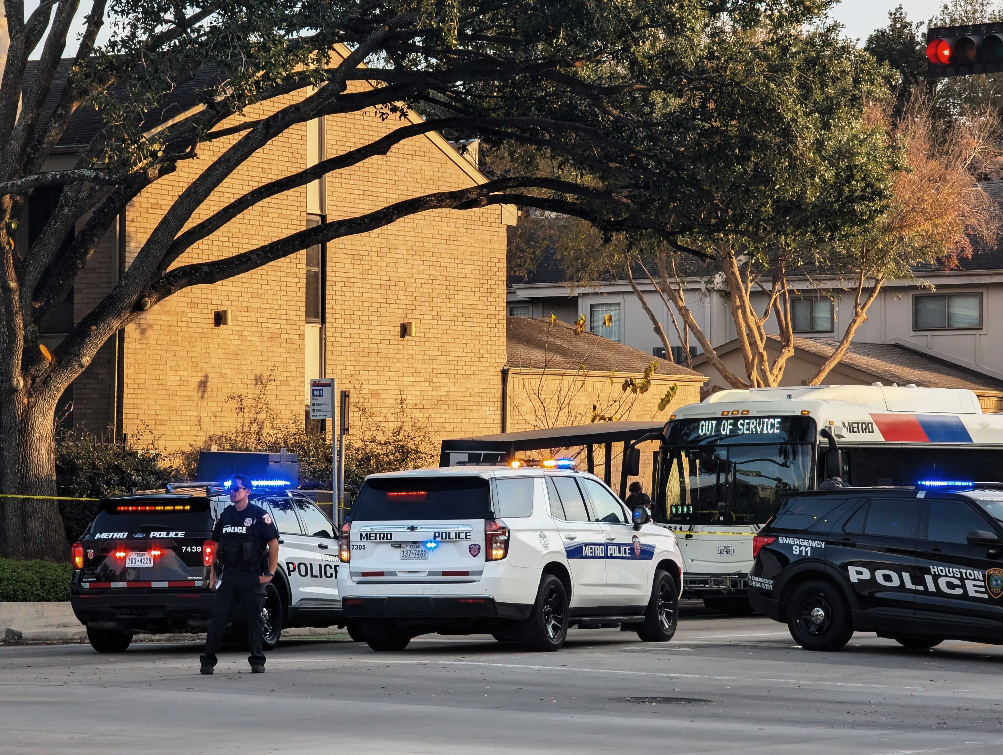Police cars outside a location in Texas, United States, on January 2, 2026. | Source: Getty Images