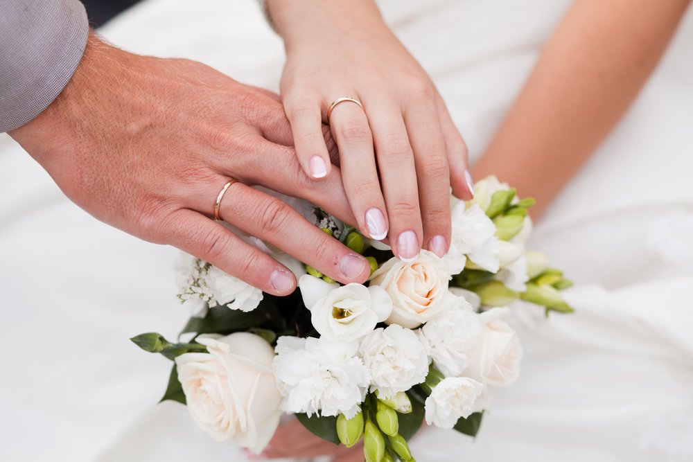 Hände des Paares, während der Hochzeit. | Quelle: Shutterstock