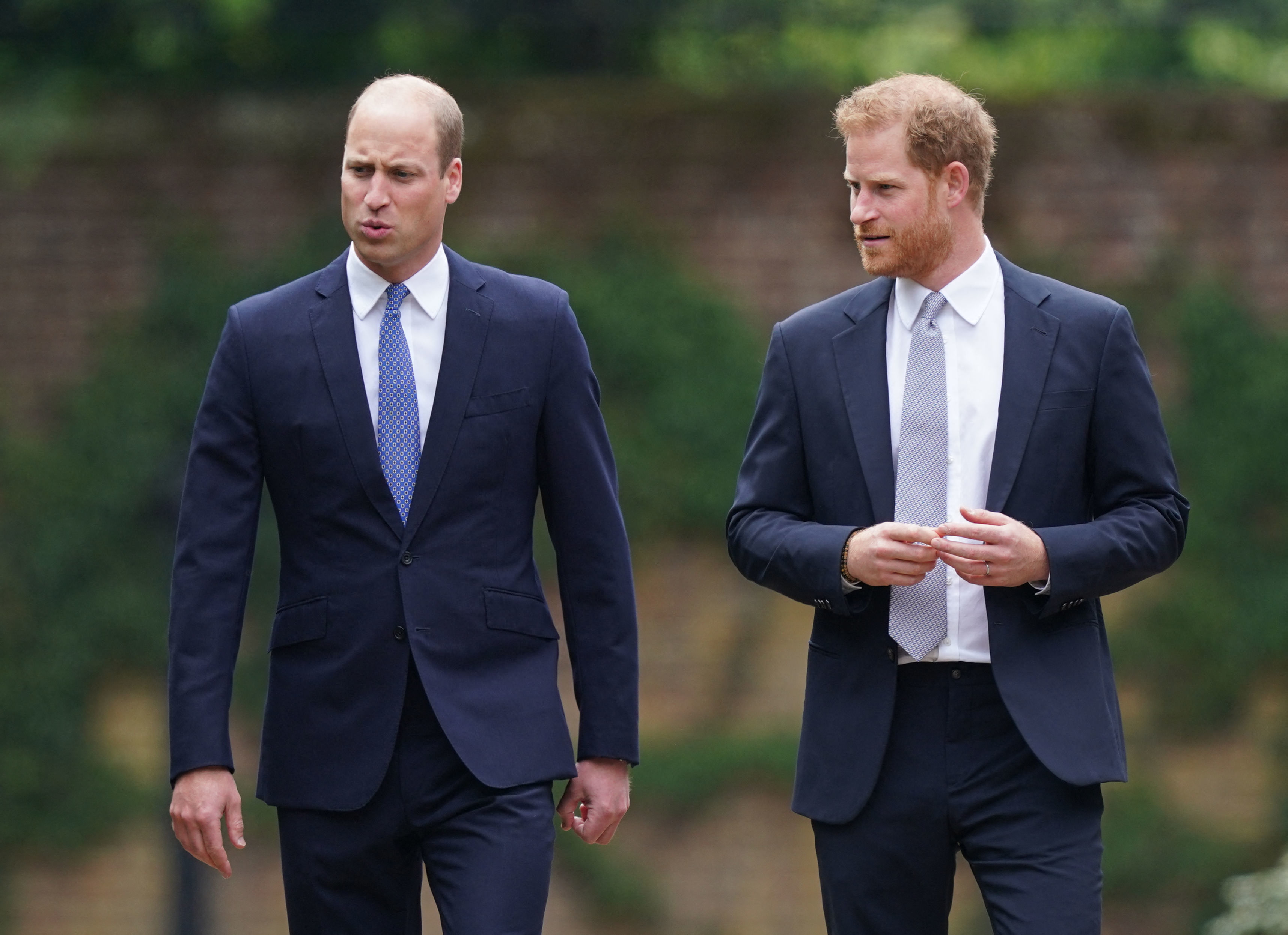 Prince William and Prince Harry arriving for the unveiling of a statue of their late mother Princess Diana in London, England on July 1, 2021 | Source: Getty Images