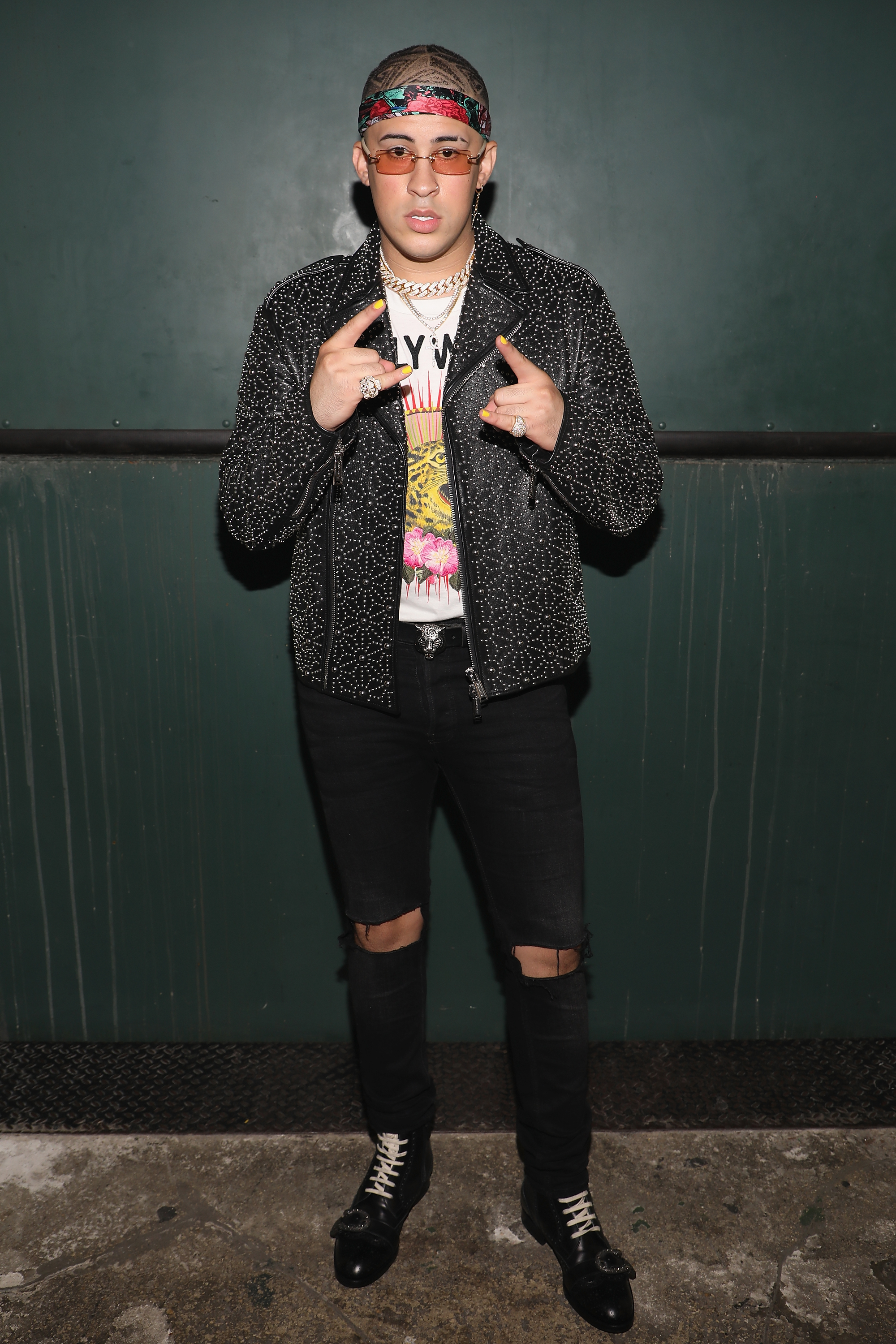 Bad Bunny backstage at Univision’s “Premios Juventud” 2017 at the Watsco Center in Coral Gables, Florida on July 6. | Source: Getty Images