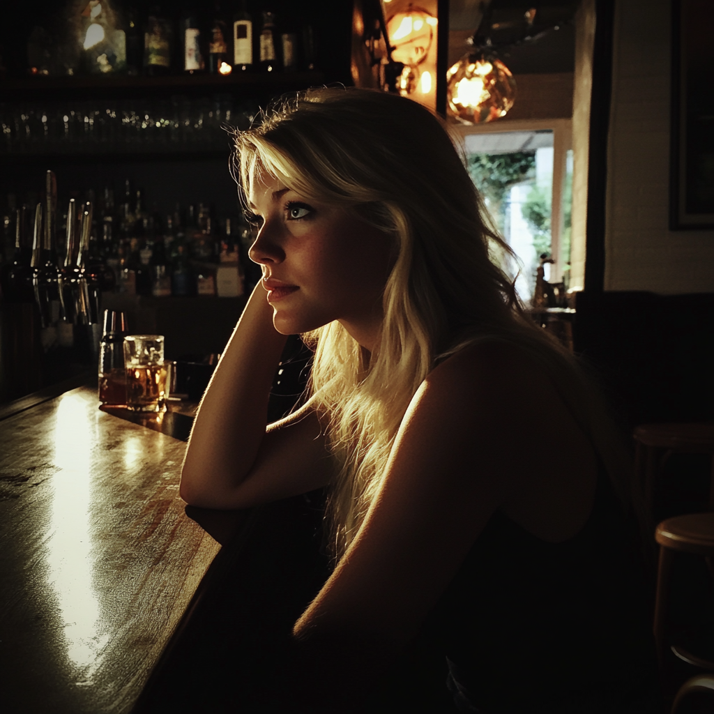 A woman sitting at a bar | Source: Midjourney