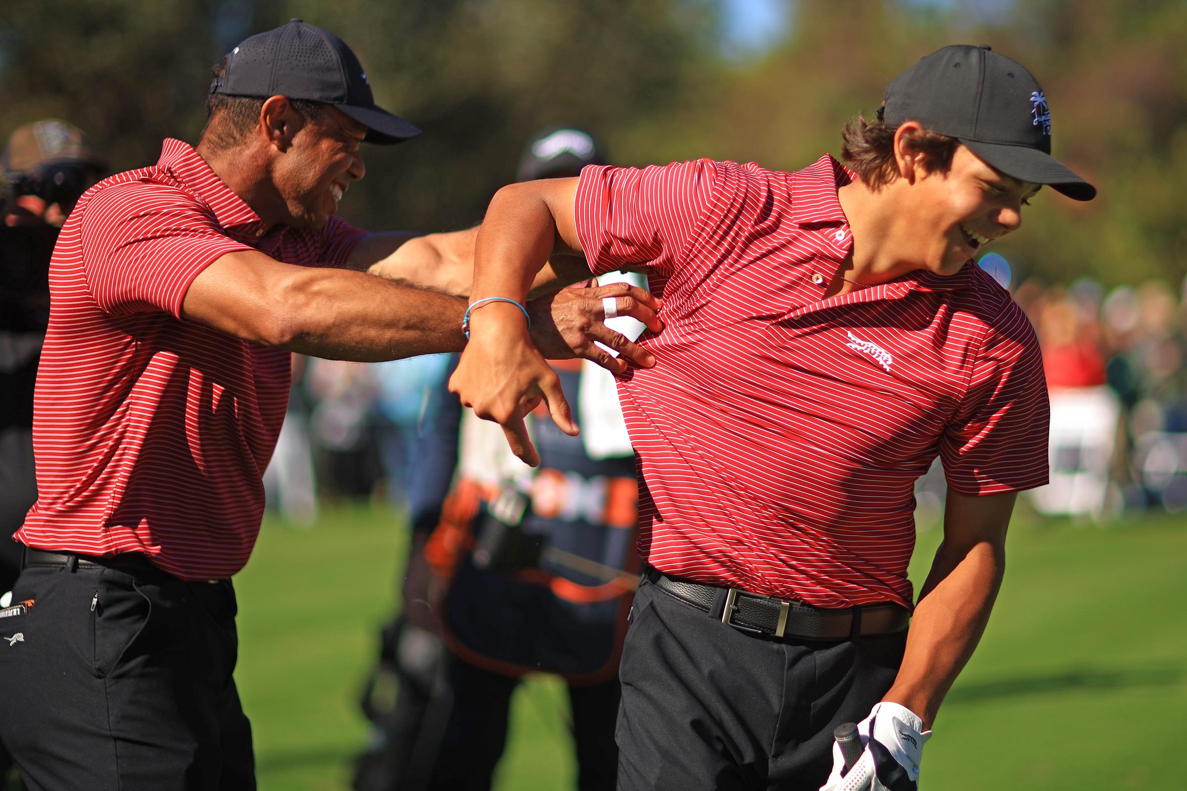 Tiger Woods and Charlie Woods on December 22, 2024, in Orlando, Florida | Source: Getty Images