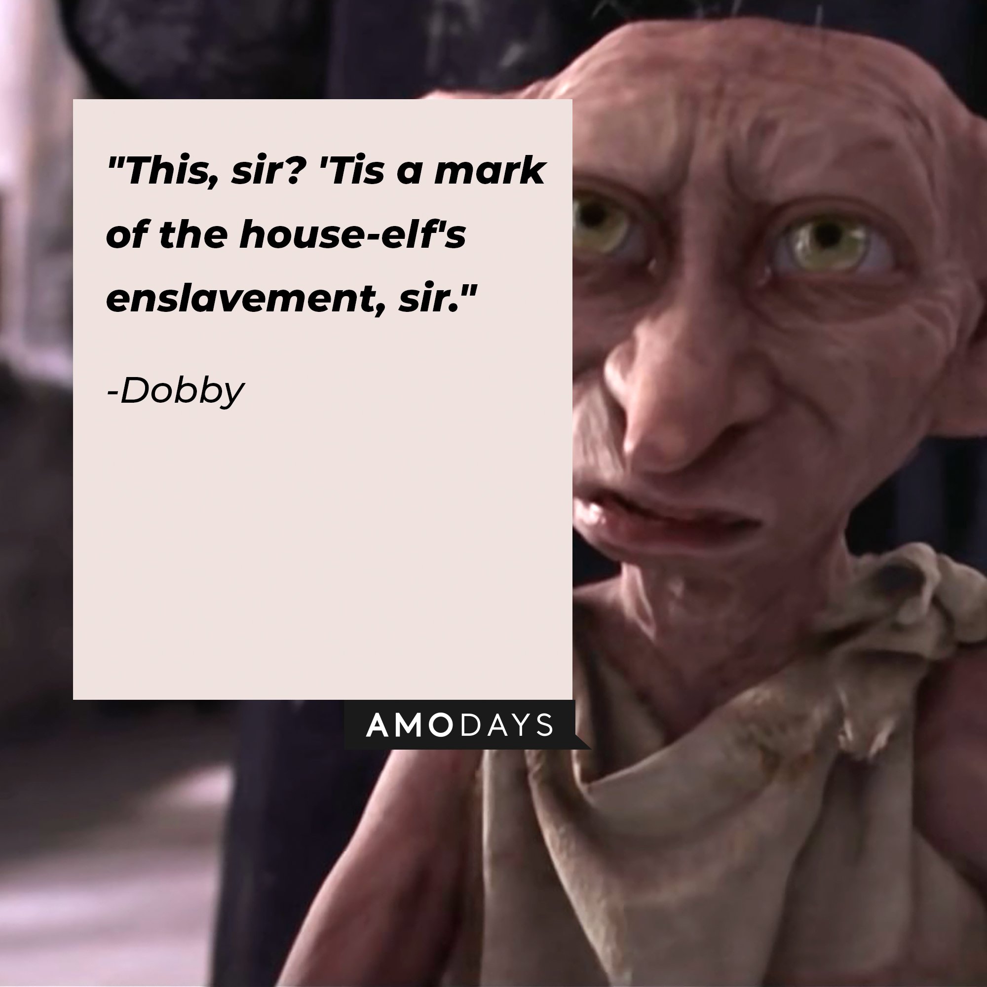 Dobby’s quote: "This, sir? 'Tis a mark of the house-elf's enslavement, sir." | Image: AmoDays