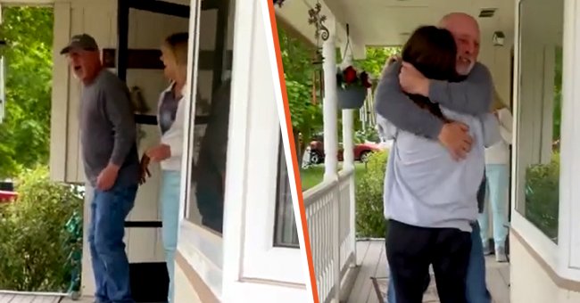 William Nutting Jr. walking onto his porch [left]; William Nutting Jr. hugging his daughter Jordyn Rassi [right]. │Source: facebook.com/jordyn.nutting