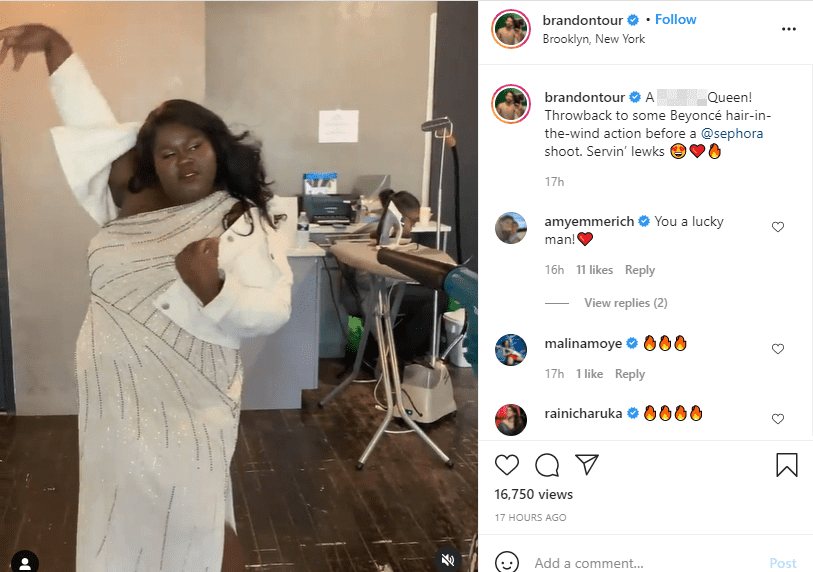 Screenshot of a video of Gabby Sidibe shared by her fiancé on Instagram | Source: Instagram.com/brandontour