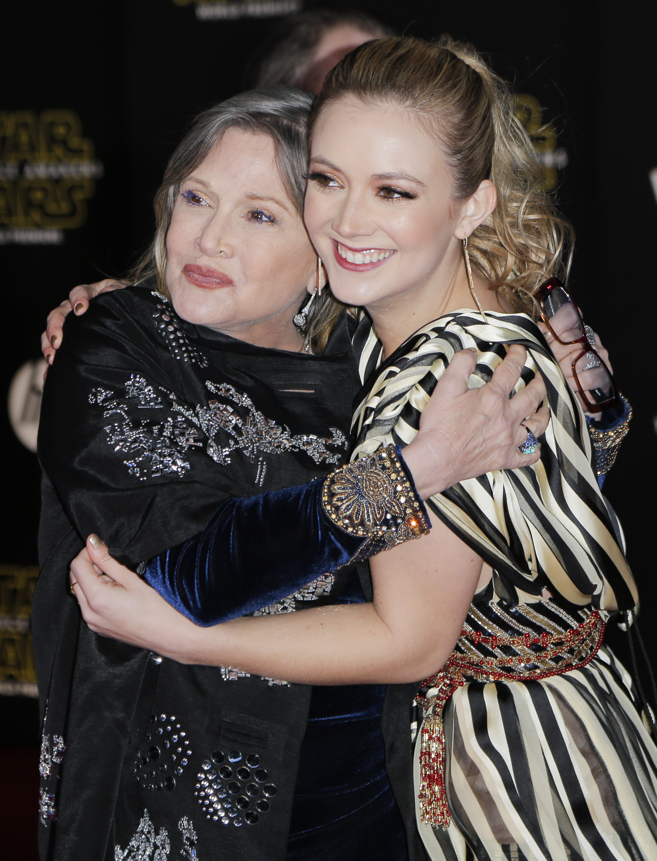 Carrie Fisher and Billie Lourd at the 'Star Wars: The Force Awakens' film premiere, in Los Angeles, America, on December 14, 2015. | Source: Getty Images