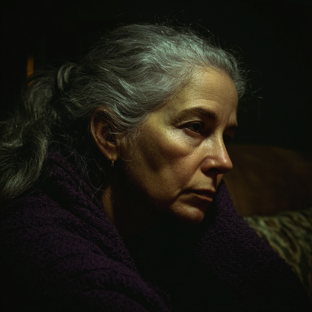 An overwhelmed and exhausted woman sitting on a couch | Source: Midjourney