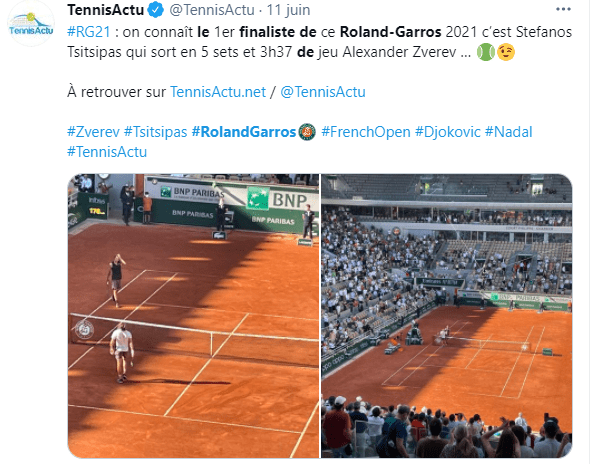 Capture d'écran d'un poste sur twitter. | Source : Twitter/TennisActu