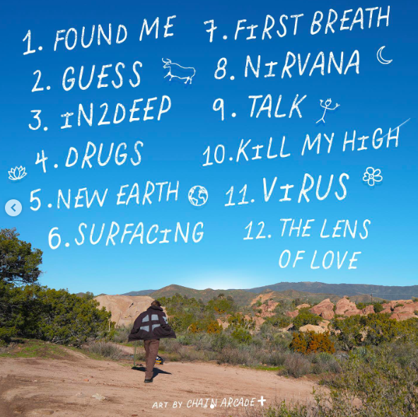 Deacon Phillippe's track list for his album "A New Earth," posted on April 14, 2023 | Source: Instagram/deaconphillippe