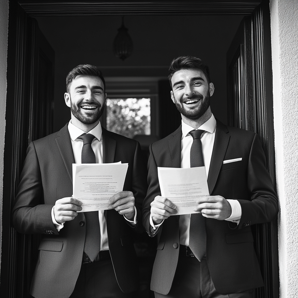 Two men with papers | Source: Midjourney