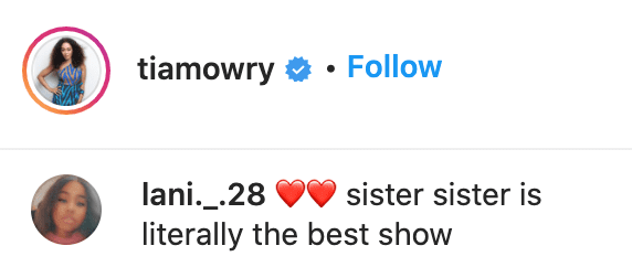 A fan's comment on Tia Mowry's post. | Source: Instagram/tiamowry