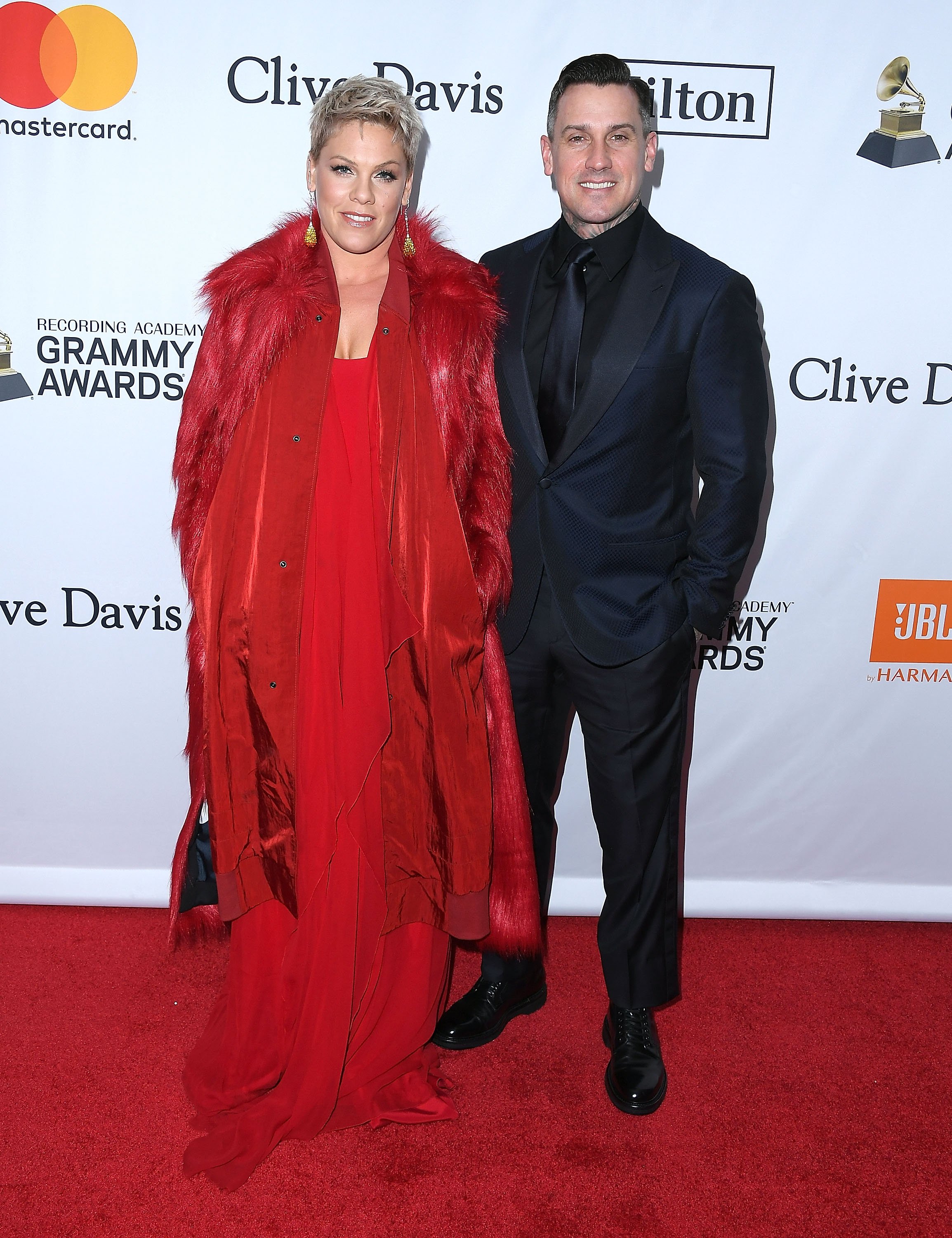 Pink and Carey Hart arrive at the Clive Davis and Recording Academy Pre-GRAMMY Gala on January 27, 2018 in New York City. | Source: Getty Images