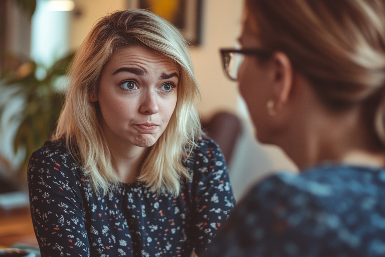 A frustrated woman speaking to her future MIL | Source: Midjourney