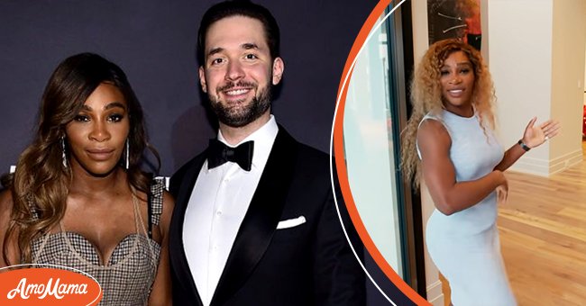 Serena Williams with her husband Alexis Ohanian at an event. [Left] | Serena Williams showing off her new home with a trophy room and art gallery. [Right] | Photo: Getty Images YouTube/Architectural Digest