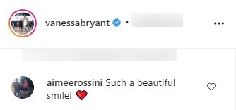 Screenshot of a comment on Vanessa Bryant's Instagram post with Natalia. | Source: Instagram/VanessaBryant