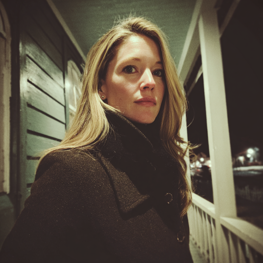 A pensive woman wearing a brown coat | Source: Midjourney