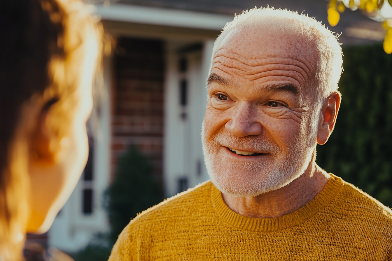 A man smiling at his daughter | Source: Midjourney