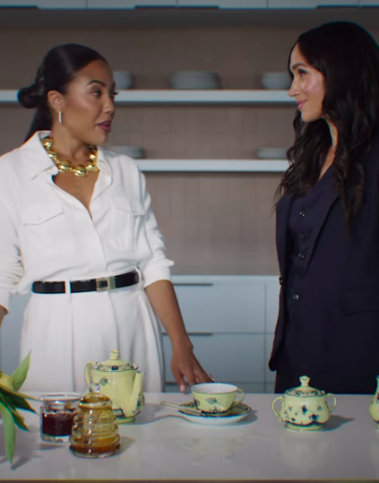 Emma Grede and Meghan Markle in a promotional video for their interview, posted on June 16, 2025. | Source: Instagram/emmagrede
