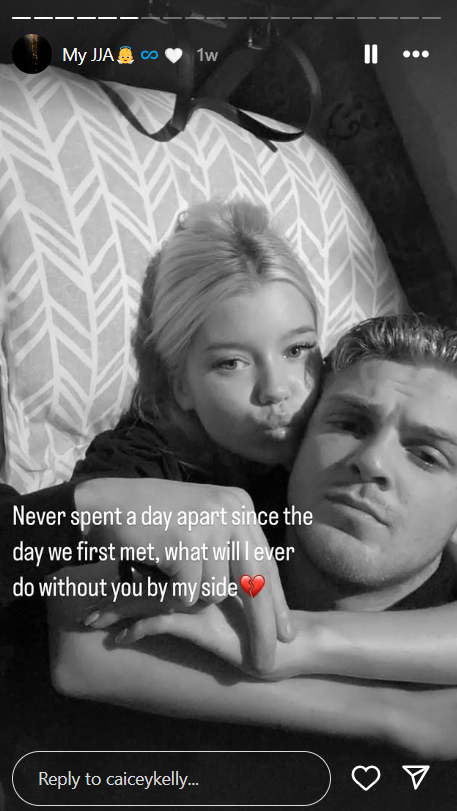 A tribute to Jack Ayres by his girlfriend | Source: Instagram Story/caiceykelly