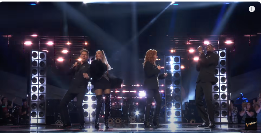 "The Voice" coaches performing on stage, from a video posted on September 23, 2024 | Source: YouTube/@nbcthevoice