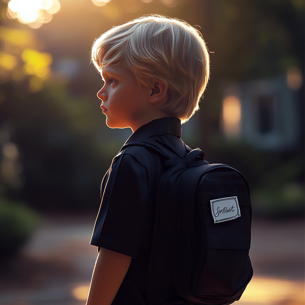 A little boy with a backpack | Source: Midjourney