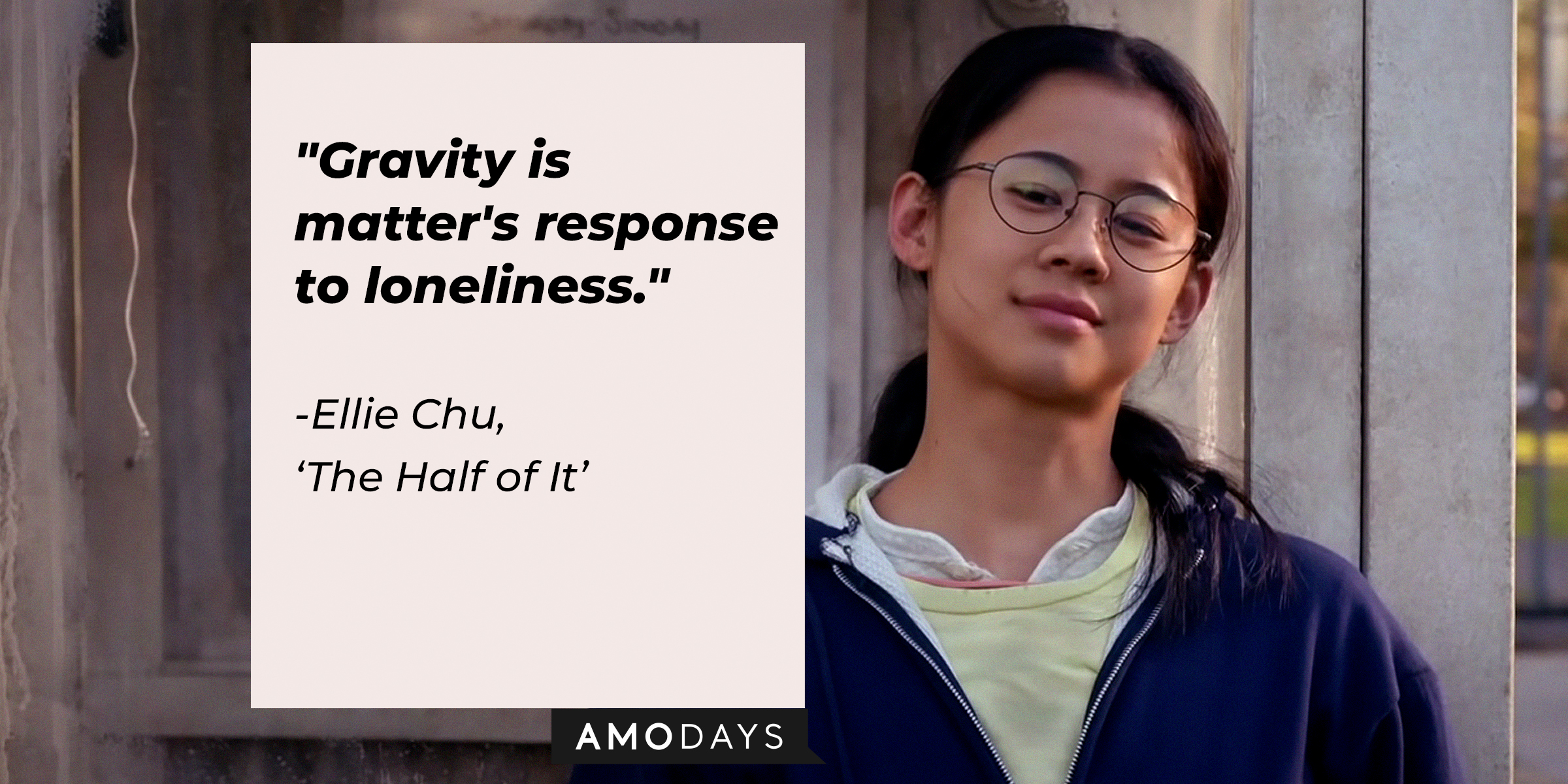 Ellie Chu with her quote, "Gravity is matter's response to loneliness." | Source: youtube.com/Netflix