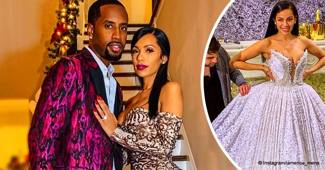 Safaree’s fiancée Erica Mena is already preparing for the wedding as she tries on a wedding gown