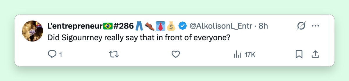 A netizen's comment about Sigourney Weaver's words at the 98th Academy Awards on March 15, 2026 | Source: X/DiscussingFilm