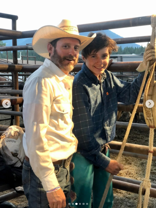Brandon Blackstock and his son Seth smiling while standing together at a rodeo event, as posted on August 8, 2025 | Source: Instagram/sethblackstock