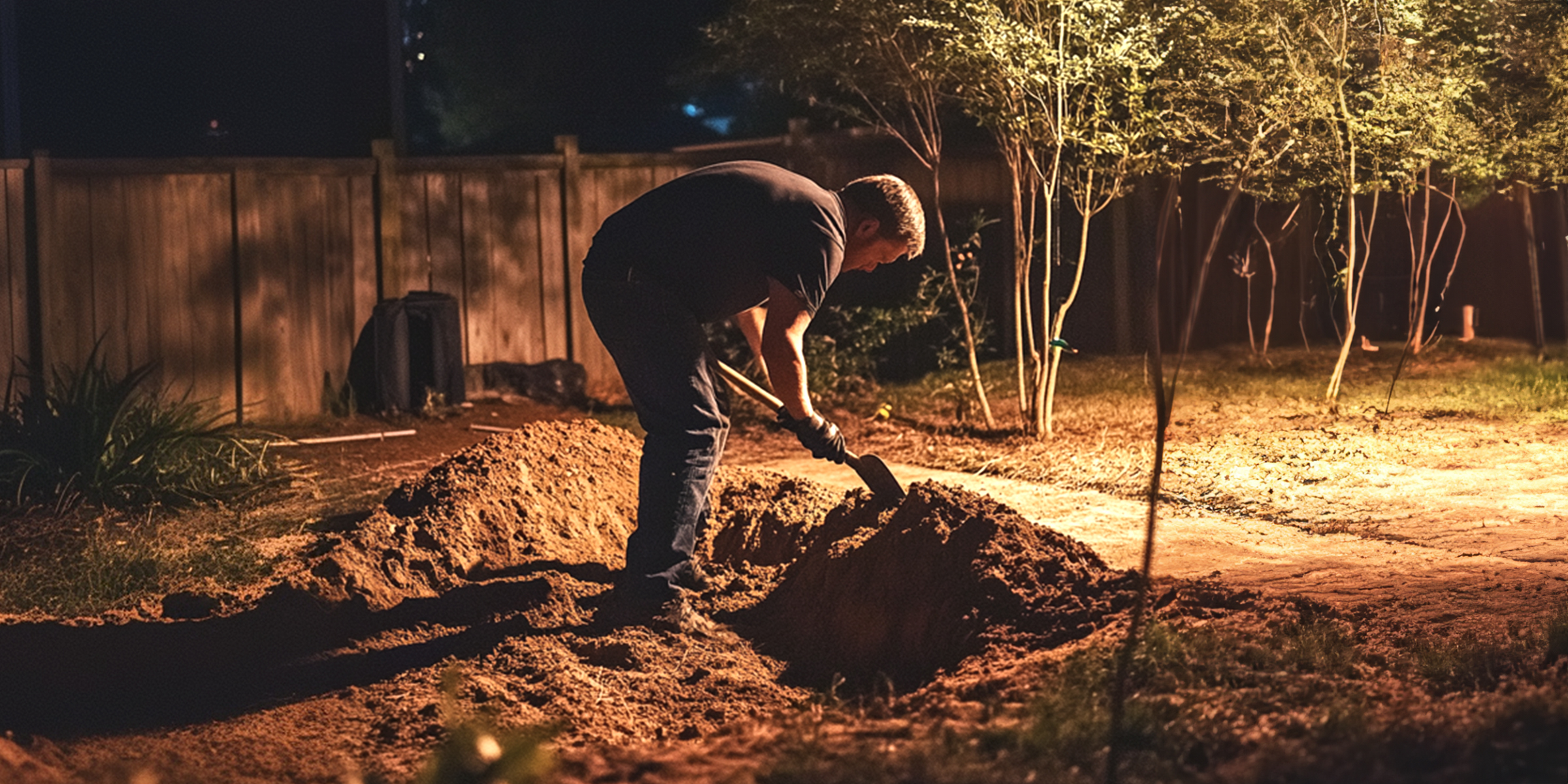 A man digging a large hole at night | Source: Amomama