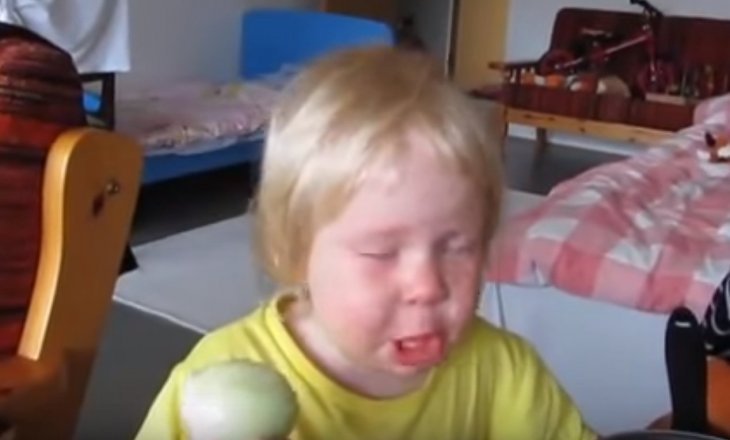 Une Petite Fille Tetue Mange Un Oignon Cru Pour Prouver A Ses Enfants Que C Est Une Pomme Sa Reaction Devient Virale