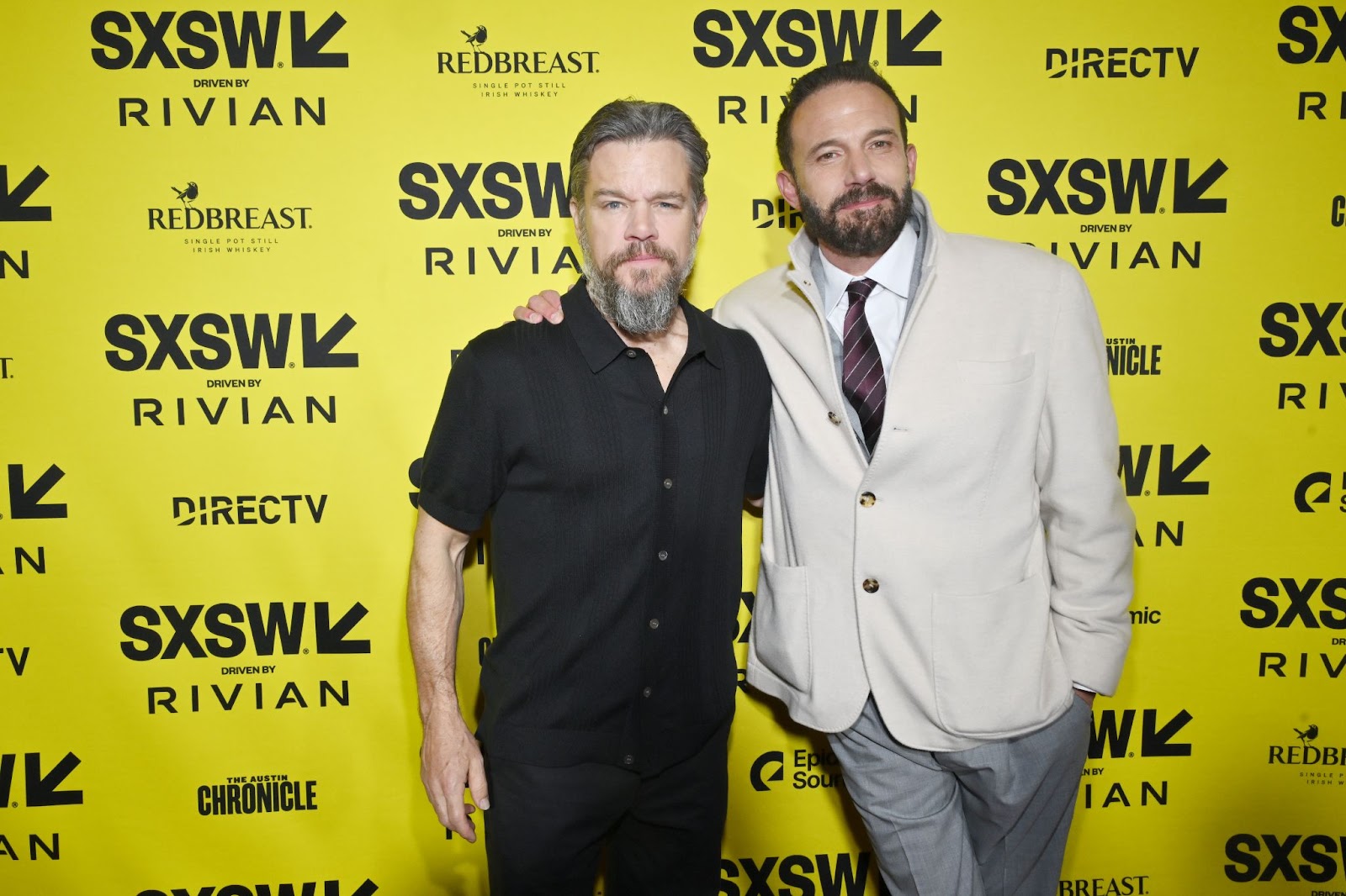 Matt Damon and Ben Affleck showing off their beards | Source: Getty Images