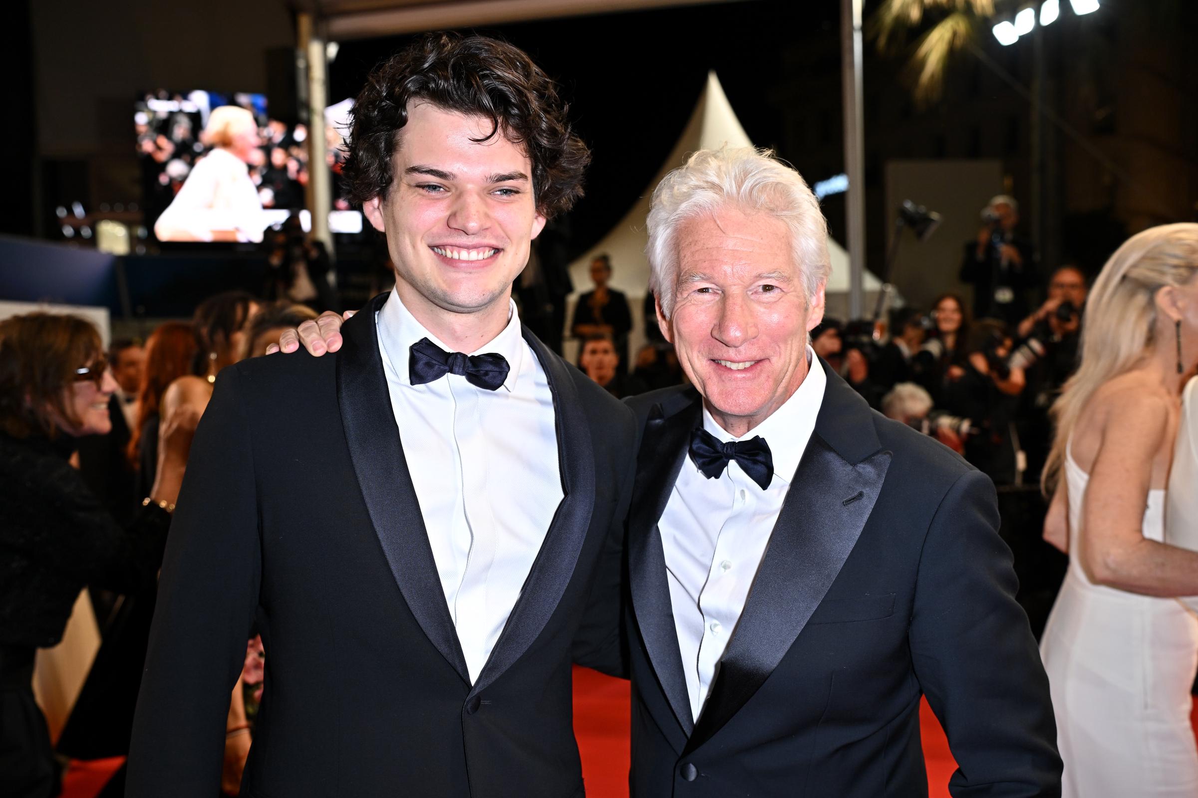 Richard Gere Brings Lookalike Son & Wife, Who Flaunts a See-through ...