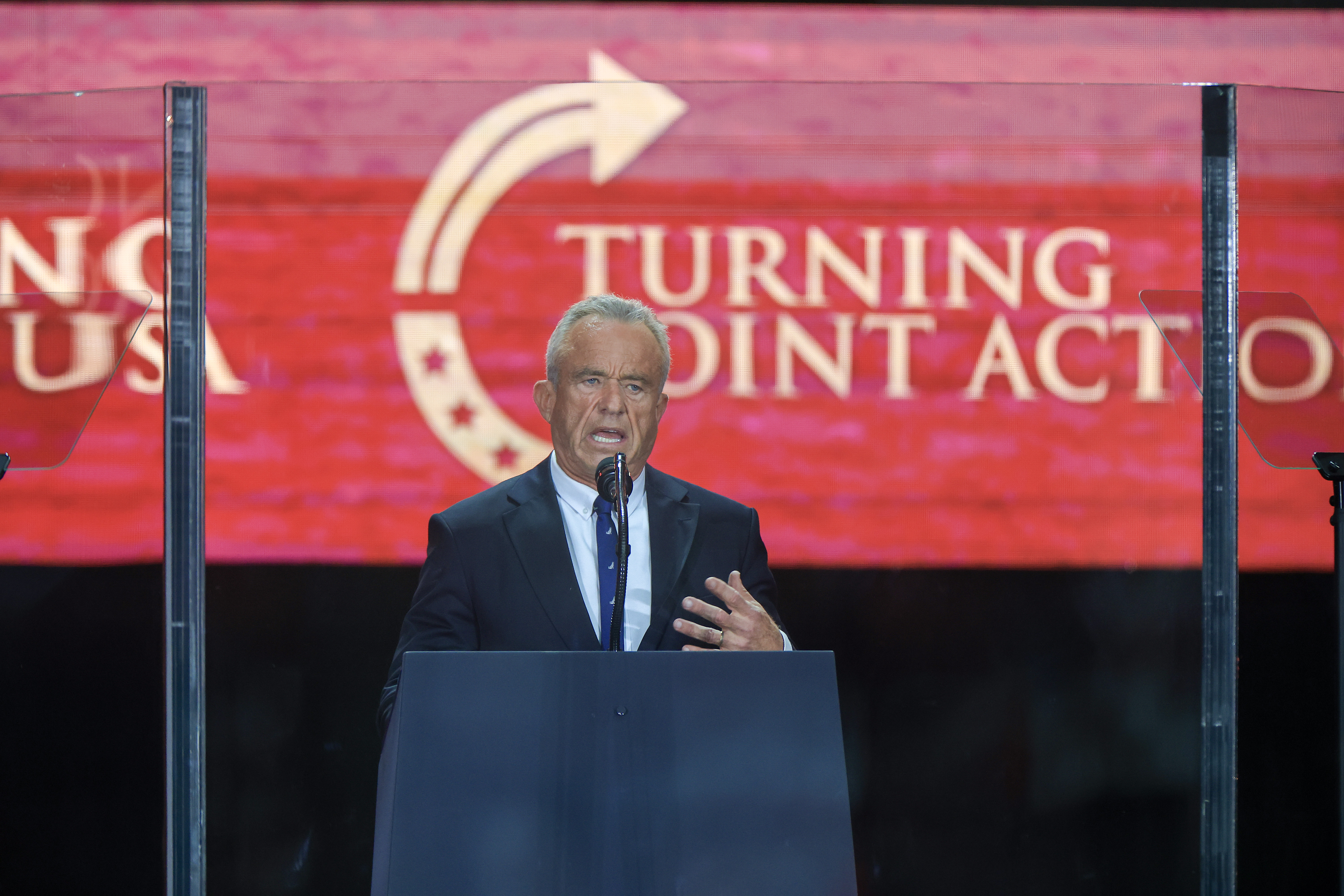 Health and Human Services Secretary Robert Kennedy Jr. speaks during the public memorial service for Charlie Kirk at State Farm Stadium on September 21, 2025 | Source: Getty Images