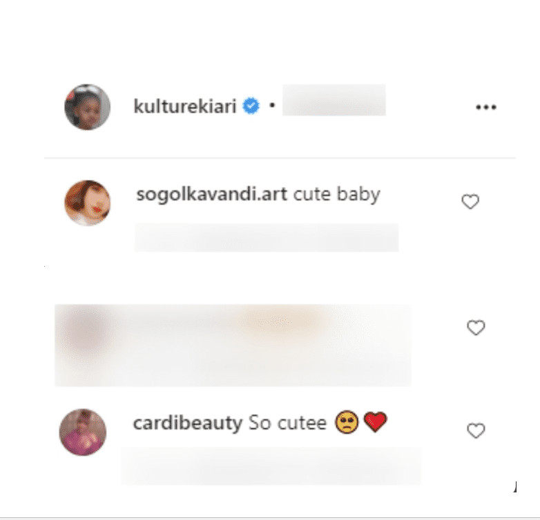 Fans commenting on one of Cardi B's daughter Kulture's posts. | Source: Instagram/kulturekiari