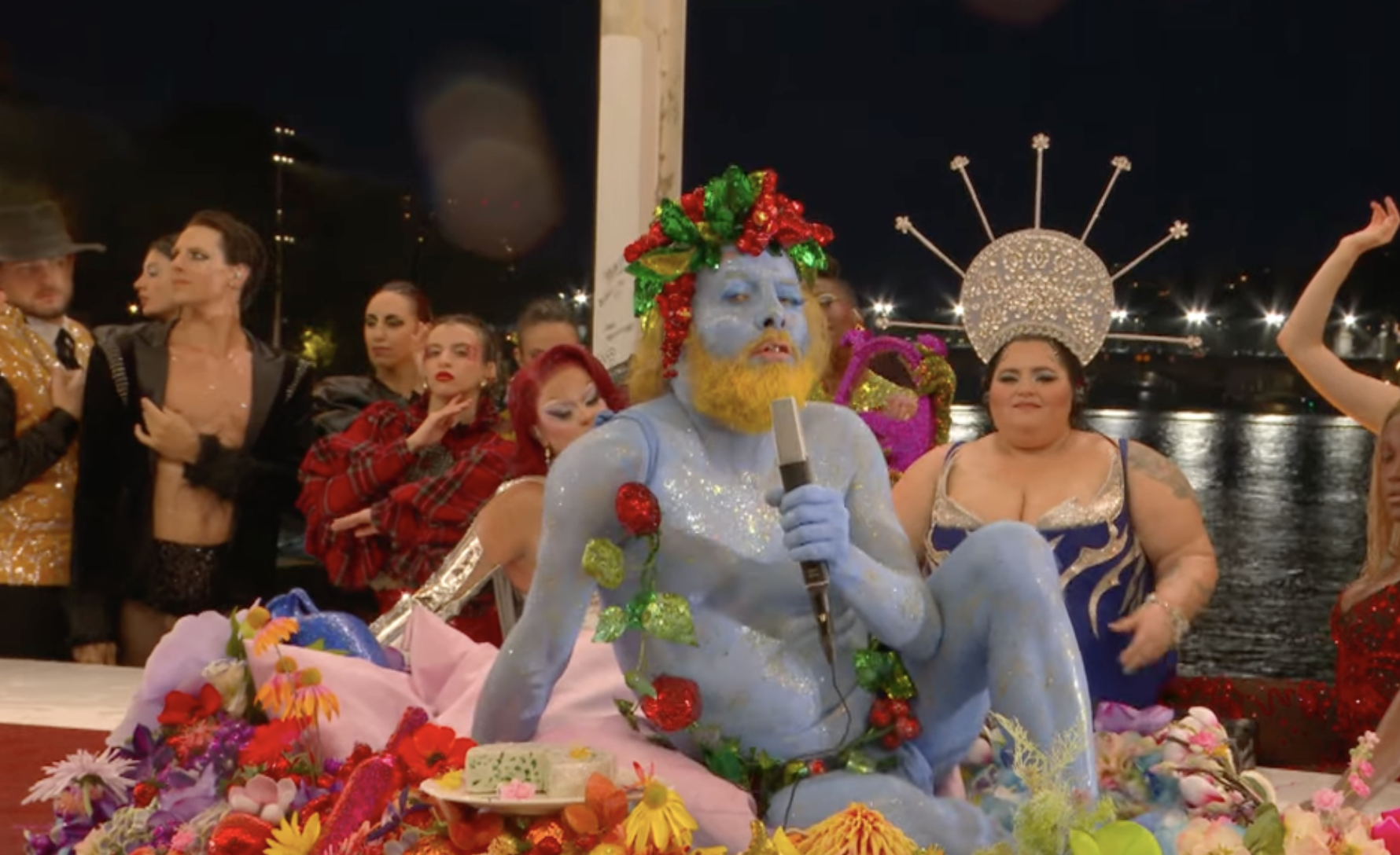 The "Last Supper" scene at the Paris 2024 Historic Olympic Opening Ceremony, from a YouTube video dated, July 27, 2024. | Source: Youtube/@eurosport