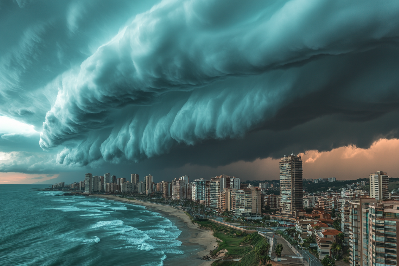 Ominous storm clouds over a city | Source: Midjourney