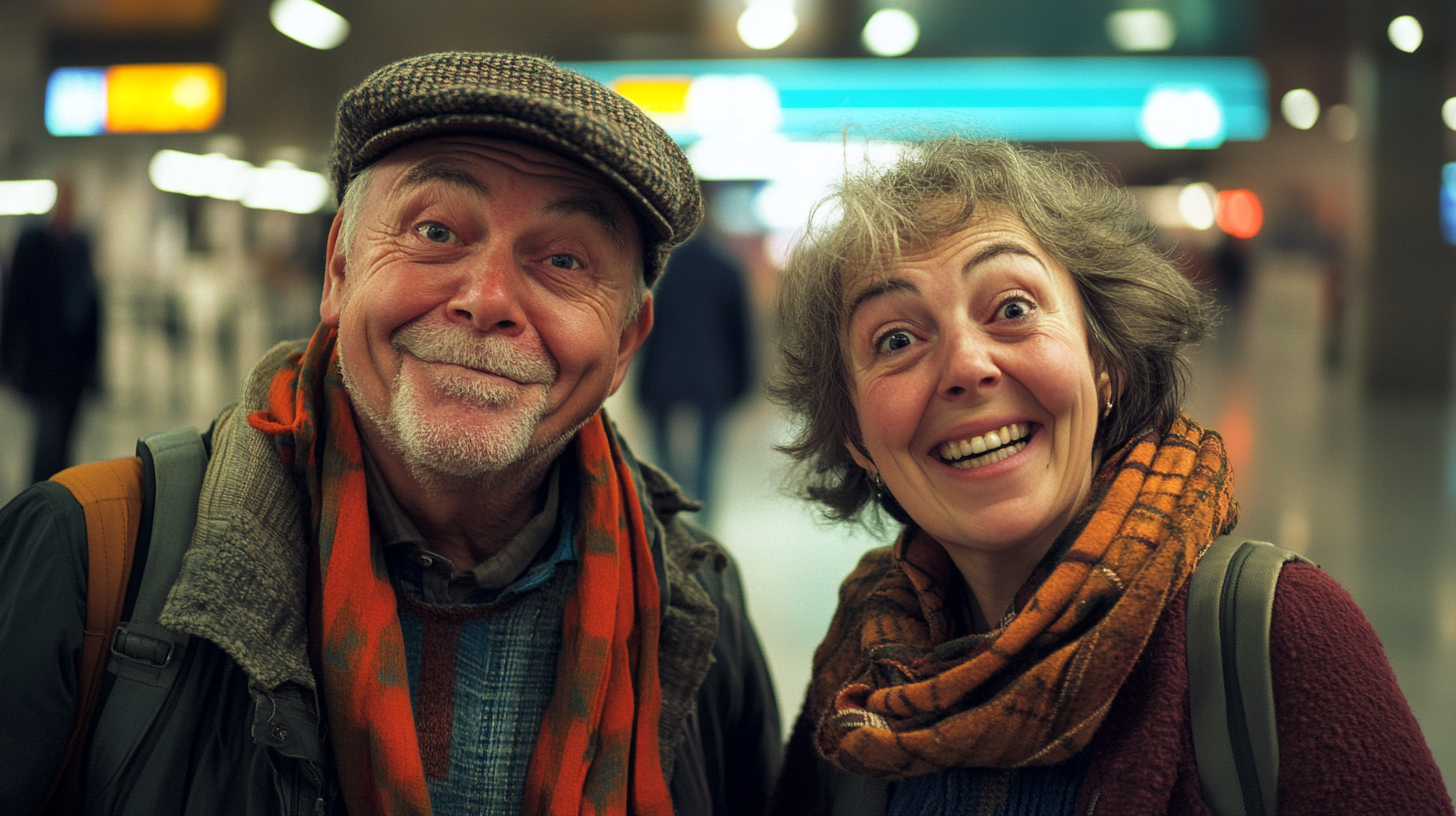 50 y/o couple waiting at the airport | Source: Midjourney