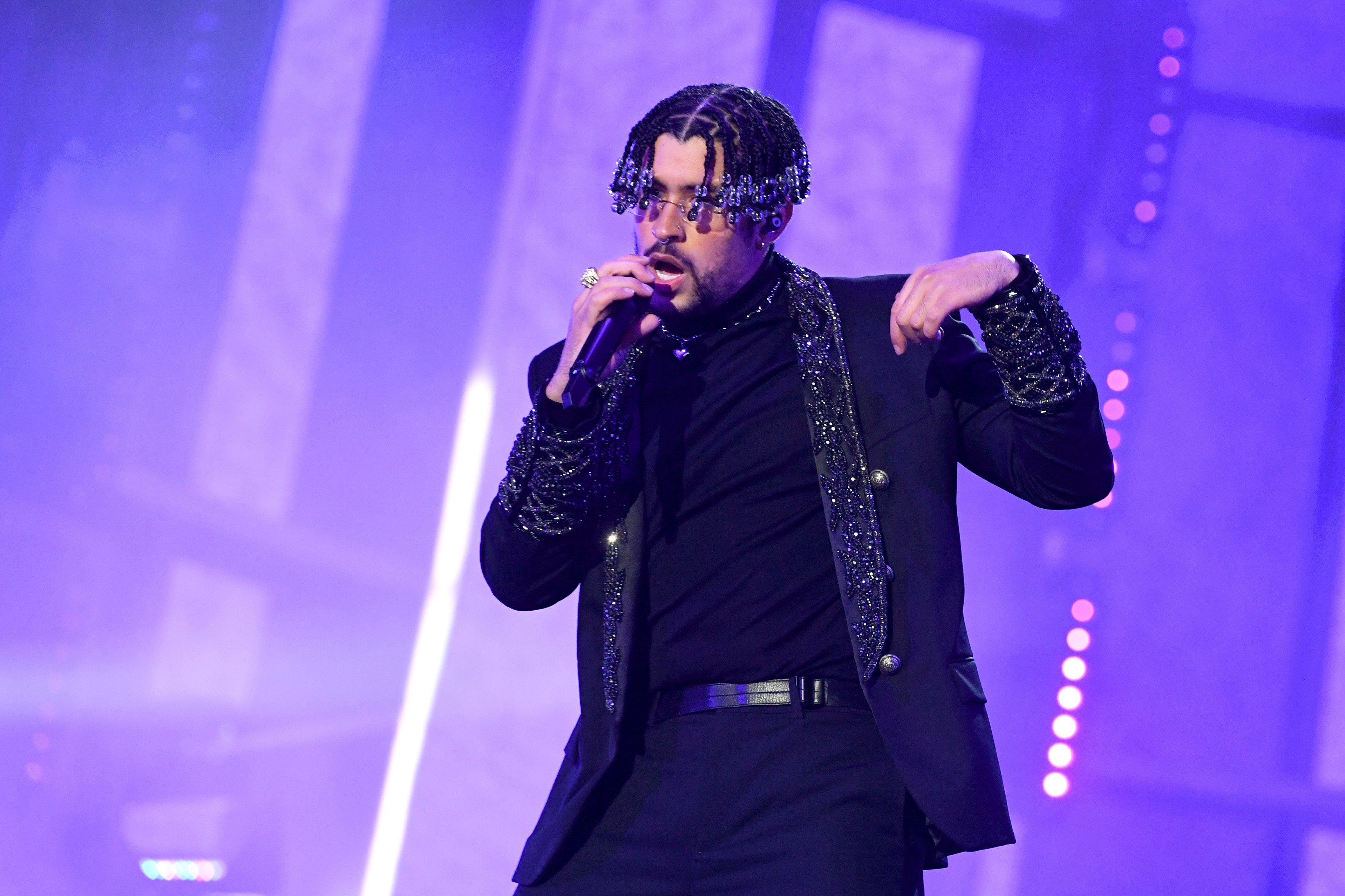 Bad Bunny performs onstage at the 2020 Billboard Music Awards, on October 14, 2020, at the Dolby Theatre in Los Angeles, CA. | Source: Getty Images