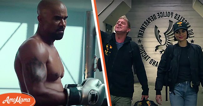 Shemar Moore as Hando in a season one trailer of "S.W.A.T" 2017 [Left] Kenny Johnson as Dominic Luca and Linda Esco as Christina Alonso on season five trailer of "S.W.A.T." [Right] | Photo: YouTube/FOX8 & YouTube/TV Promos