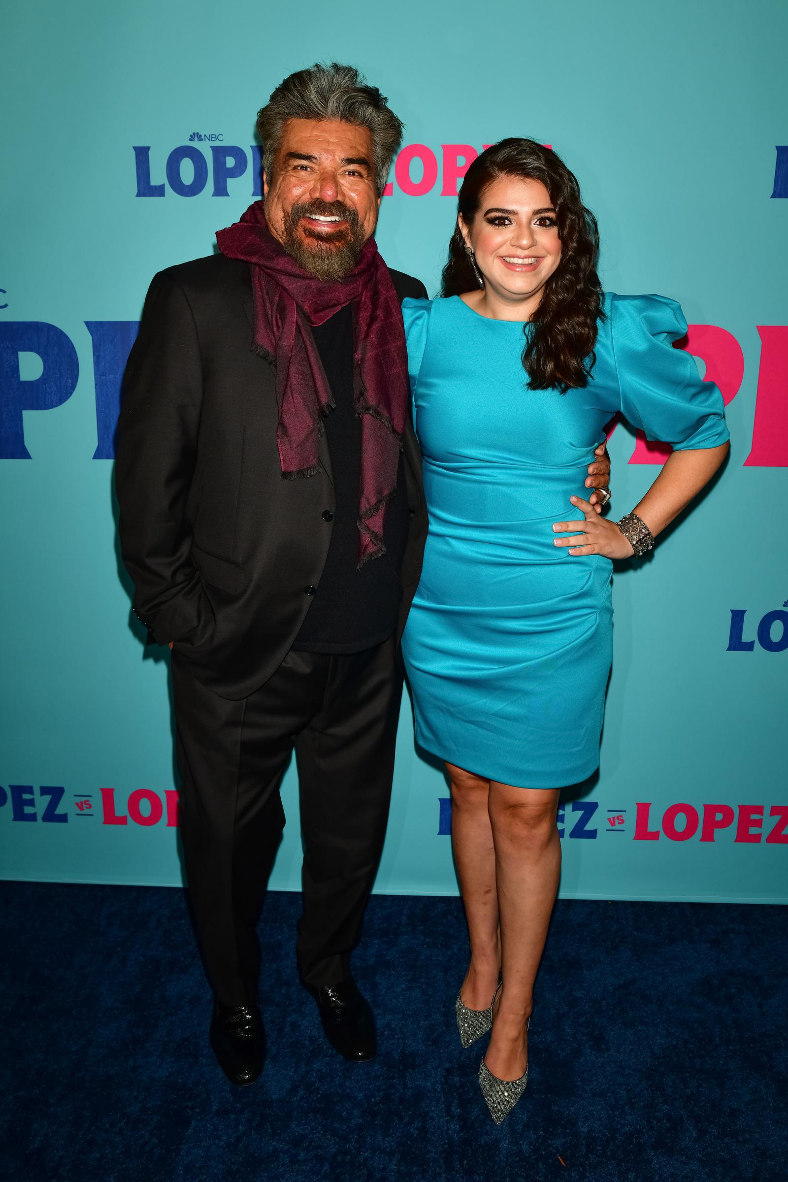 George and Mayan Lopez at the premiere of "Lopez Vs. Lopez," 2022 | Source: Getty Images